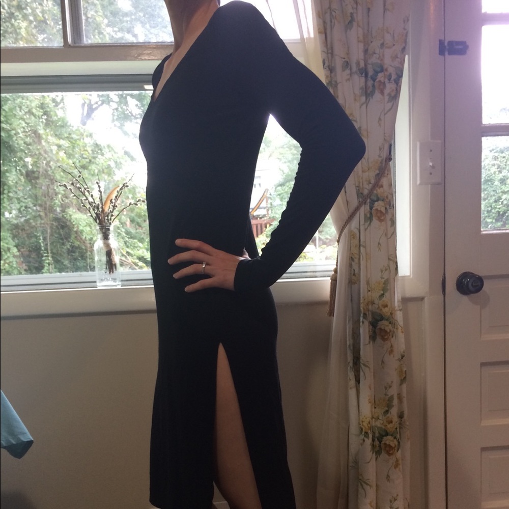 Long sleeve high leg slit WHBM dress